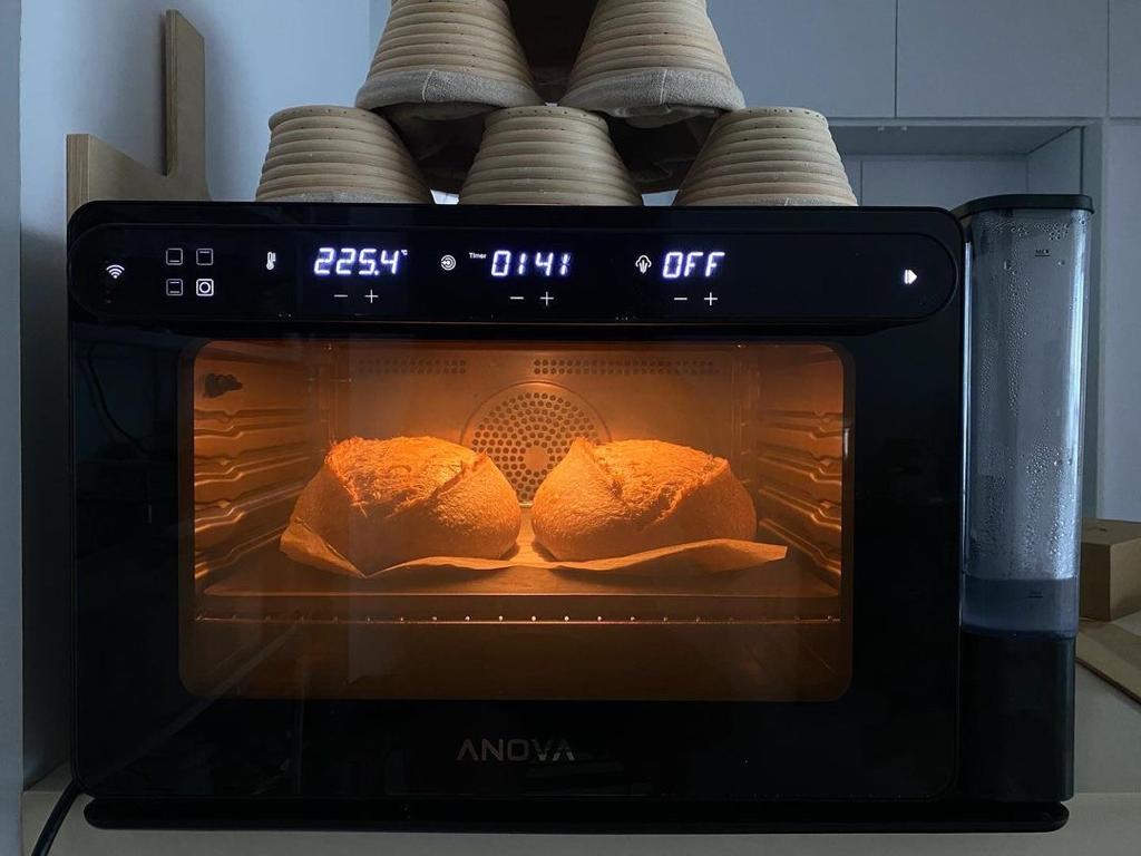 Compact countertop oven fitted with a Steel Craft steel, baking sourdough